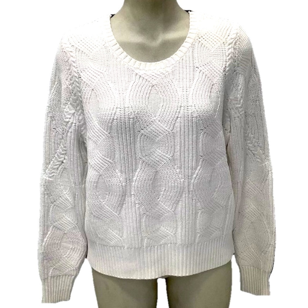 NEW ETCETERA Women's Sweater Connected Knit Top Size M White/Black